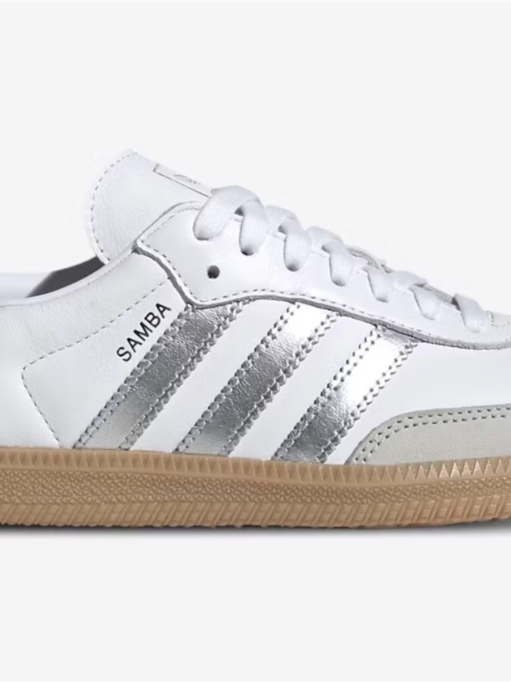 adidas Samba Sneaker OG White and Metallic Silver 6.5. NWT